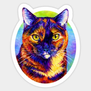 Rainbow Tortoiseshell Cat Sticker